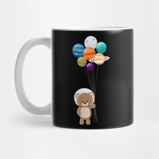 Cute Astronaut Teddy Bear With Planet Balloons Mug